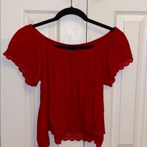 Red off the shoulder top